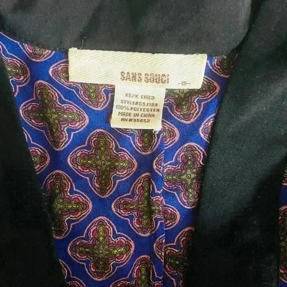 Sans Souci Purple Celtic Print Sheer Open-Front 3/4 Sleeve Kimono Cardigan XS - Picture 11 of 12